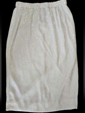 J. Crew NWT Size Small White Sequin Midi Skirt